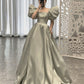 Cute satin long ball gown dress A line formal dress  10321