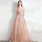 Cute tulle lace long A line prom dress evening dress  10392