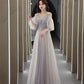 Cute tulle lace A line prom dress lace evening dress  10560