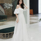 Simple A line long white prom dress white evening dress  10338