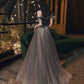 Cute tulle long prom dress A line evening dress  10345