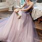 Purple tulle sequins long prom dress evening dress  10624