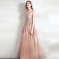 Cute tulle lace long A line prom dress evening dress  10392