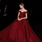 Burgundy satin long prom dress A line evening dress  10316