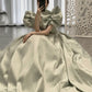Cute satin long ball gown dress A line formal dress  10321