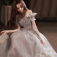 Gray tulle sequins long prom dress gray evening dress  10451