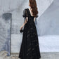 Black v neck tulle long prom dress A line evening dress  10318