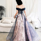 Blue tulle sequins long prom dress evening gown  10297