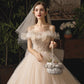 Champagne tulle sequins long ball gown dress formal dress  10249