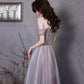 Cute tulle beads long prom dress A line evening gown  10319