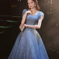 Blue tulle long prom dress blue evening dress  10292