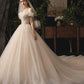 Champagne tulle sequins long ball gown dress formal dress  10249