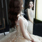 Champagne tulle sequins long prom dress evening gown  10281