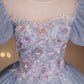 Blue shiny fashion elegant exquisite floral applique tulle lace long prom dress evening dress graduation dress 10259