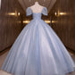 Blue shiny fashion elegant exquisite floral applique tulle lace long prom dress evening dress graduation dress 10259
