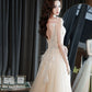 Champagne tulle sequins long prom dress evening gown  10281