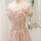 Pink tulle sequins long prom dress pink evening dress  10173