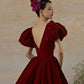 Burgundy velvet long prom dress evening gown  10239