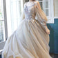 Cute tulle lace long prom dress A line evening dress  10171