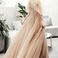 Cute tulle lace long prom dress A line evening dress  10167