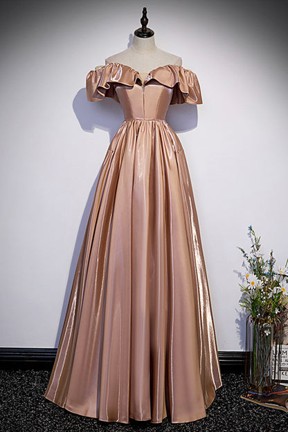 Cute satin long prom dress A line evening gown  10179