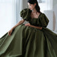 Green satin long A line princess gown formal gown  10192
