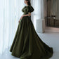 Green satin long A line princess gown formal gown  10192