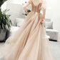 Cute tulle lace long prom dress A line evening dress  10167