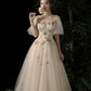 Cute tulle sequins long prom dress evening dress  10196