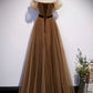 Cute tulle long prom dress A line evening dress  10182