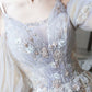 Cute tulle lace long prom dress A line evening dress  10171