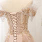 Pink tulle sequins long prom dress pink evening dress  10173