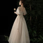Cute tulle sequins long prom dress evening dress  10196