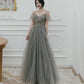 Cute tulle long A ine prom dress evening gown  10136