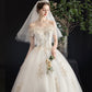 White tulle lace long ball gown dress formal dress  10116