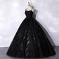 Black tulle long prom dress black evening gown  10066