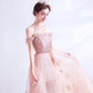 Pink tulle long A line prom dress pink evening dress  10129
