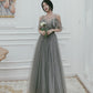 Cute tulle long A ine prom dress evening gown  10136