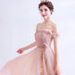 Pink tulle long A line prom dress pink evening dress  10129
