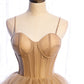 Cute tulle long A line prom dress A line evening gown  10010