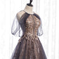 Stylish tulle sequins long prom dress evening gown  10007