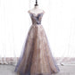 Cute tulle sequins long prom dress evening dress  10011