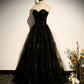Black tulle long A line prom dress black evening dress  8830