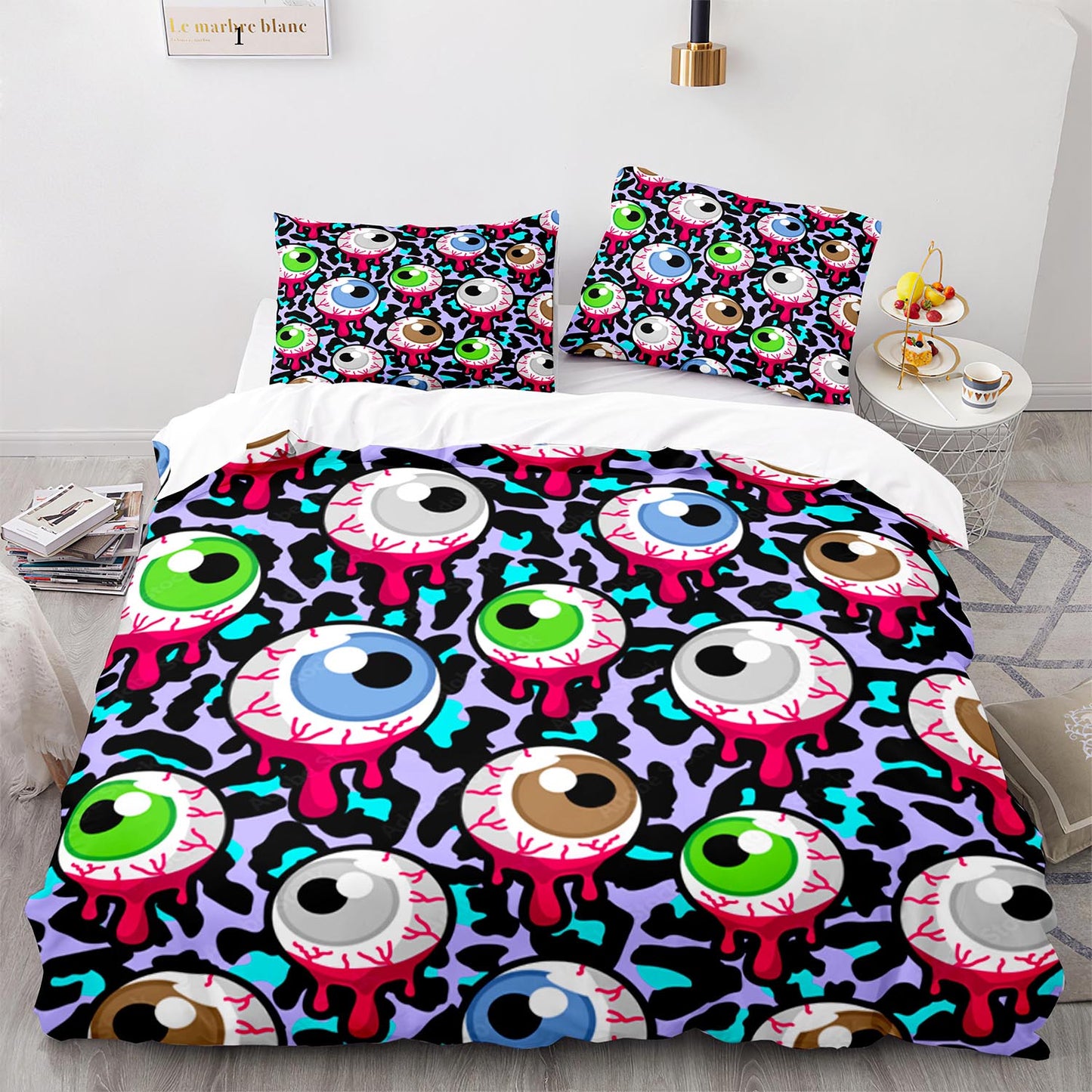 Parure de lit avec housse de couette et taies d'oreiller pour adolescents et adultes, taille King size, WXR1006