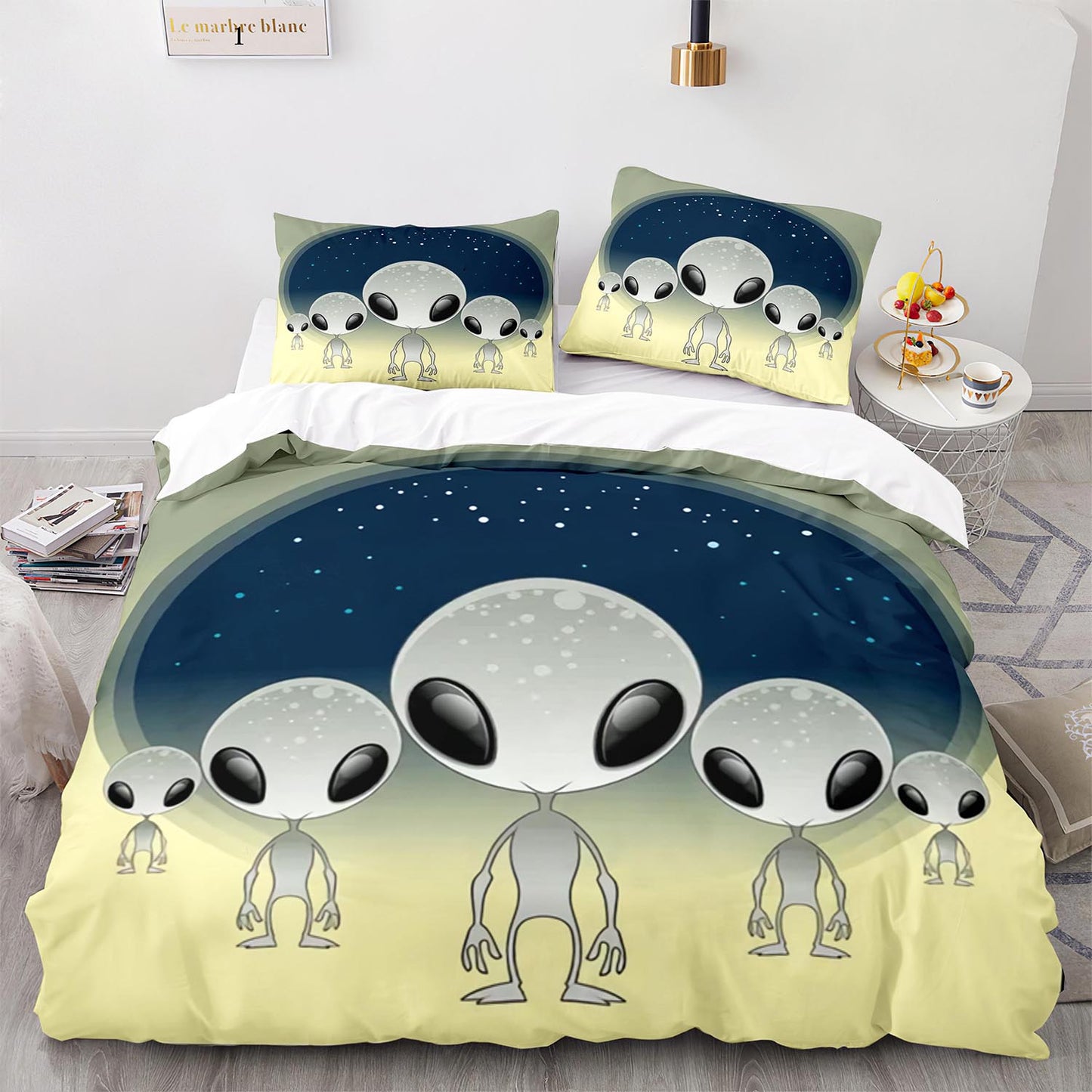 Parure de lit avec housse de couette et taies d'oreiller pour adolescents et adultes, taille King size, WXR1019