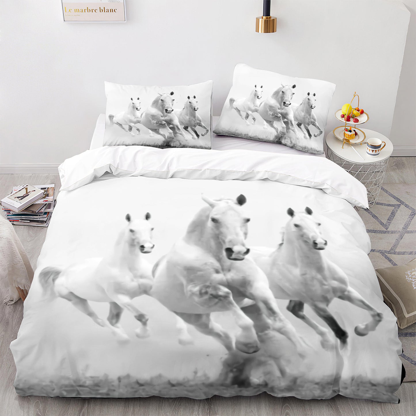 Parure de lit avec housse de couette et taies d'oreiller pour adolescents et adultes, taille King size, M1038