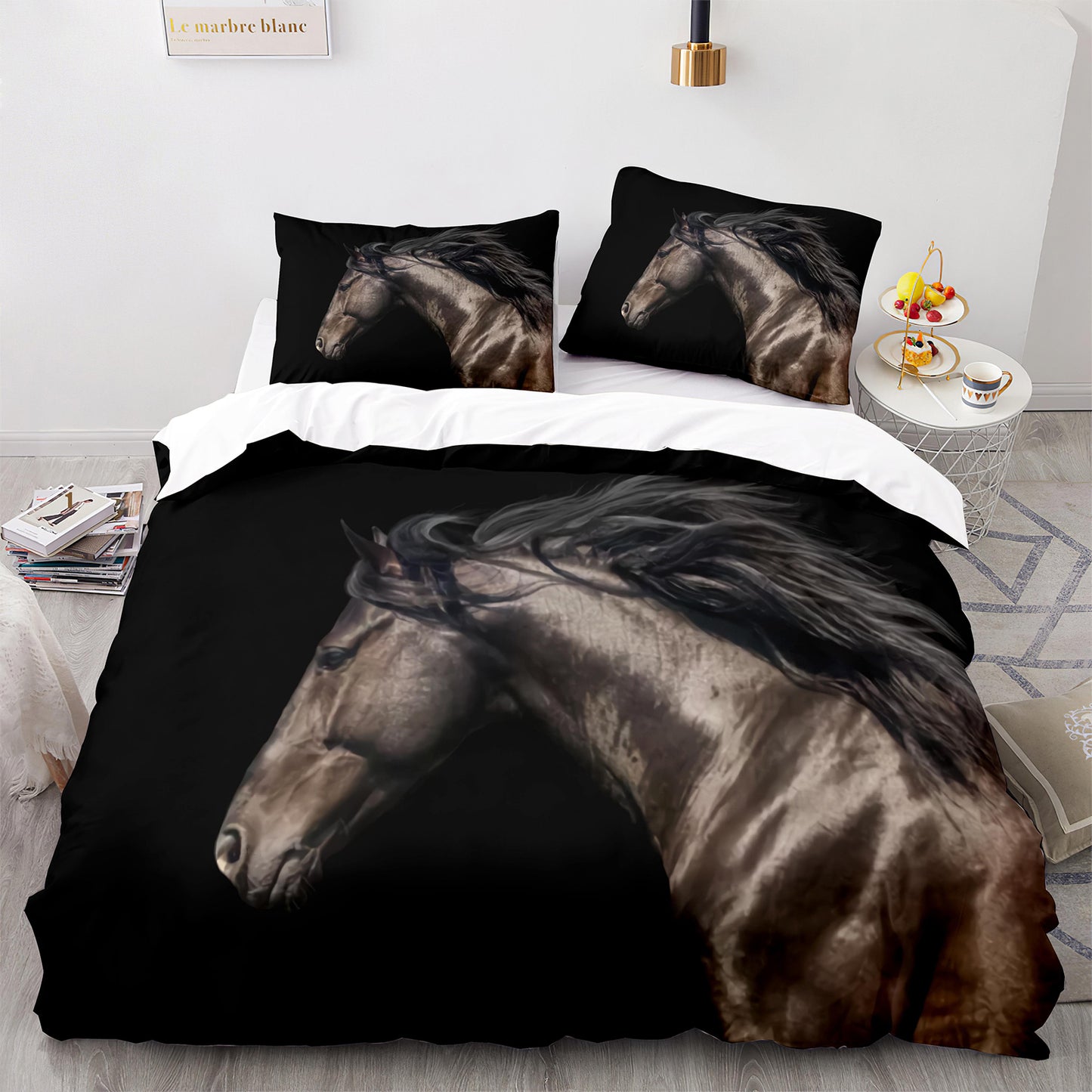 Parure de lit avec housse de couette et taies d'oreiller pour adolescents et adultes, taille King size, M1046