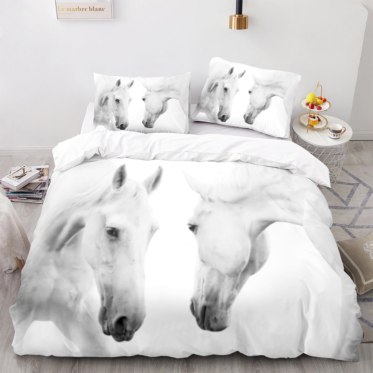 Parure de lit avec housse de couette et taies d'oreiller pour adolescents et adultes, taille King size, M1050