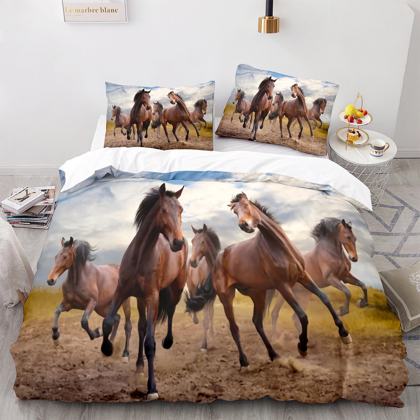 Parure de lit avec housse de couette et taies d'oreiller pour adolescents et adultes, taille King size, M1051