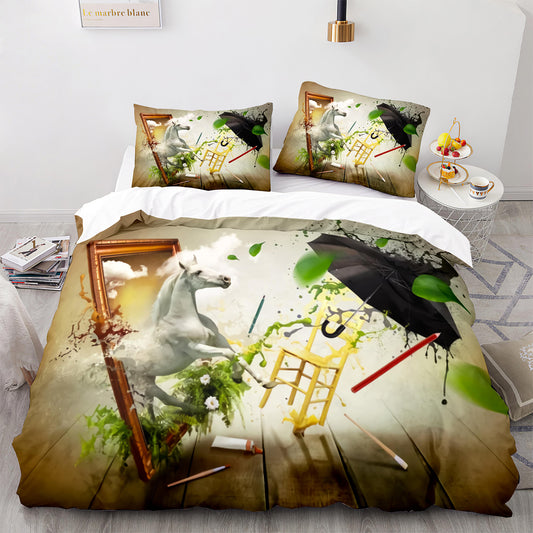 Parure de lit avec housse de couette et taies d'oreiller pour adolescents et adultes, taille King size, M1061